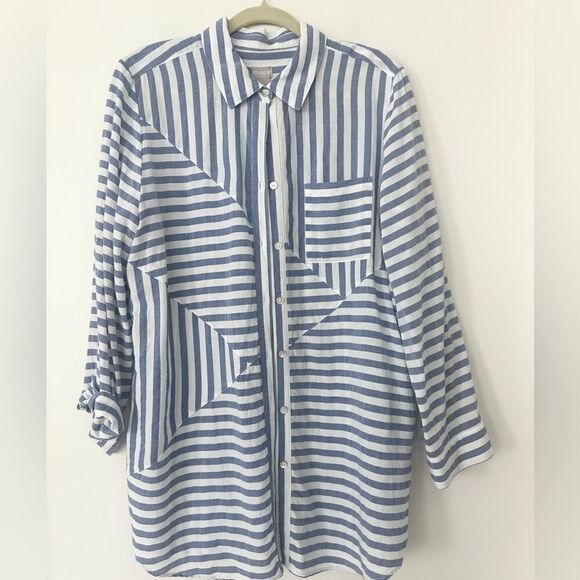 Chico’s Striped  Women’s Tunic Top 2=12-14 - Picture 2 of 8